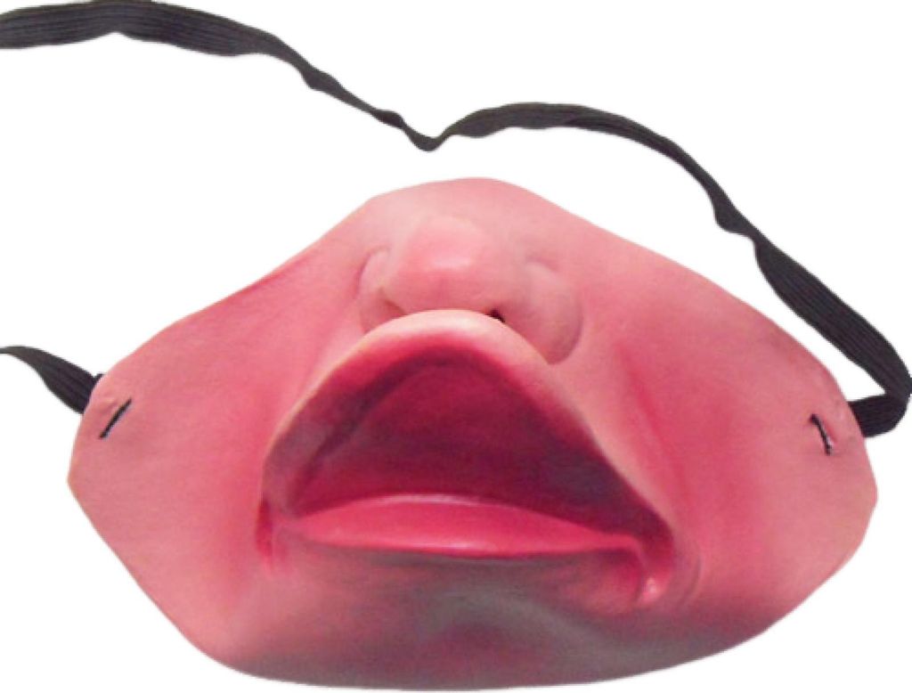 Halloween-Maske aus Latex, lustige Halbgesichts-Streichmaske, atmungsaktiv, realistische Horror-Maske für Kostümparty, Cosplay B