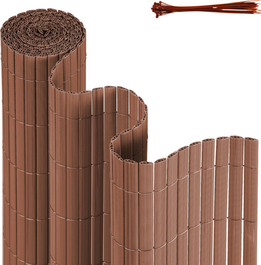 Clanmacy PVC Sichtschutzmatte Sichtschutzzaun Balkon Windschutz Sichtschutz für Zaun Braun 120x1000cm