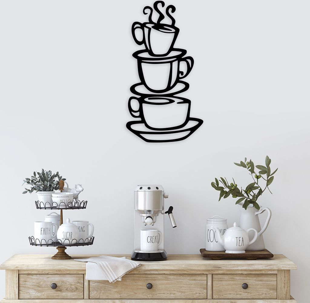 Wallity, Coffee, Wanddeko, Schwarz, Metall, 40 x 75 cm