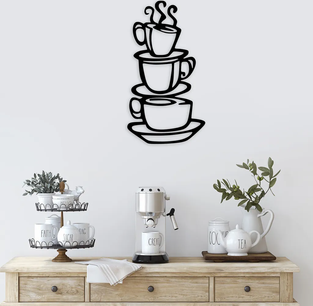 Quadro Metallo Caffè Wallity 40x75cm Nero - Arredamento Cucina e Bar
