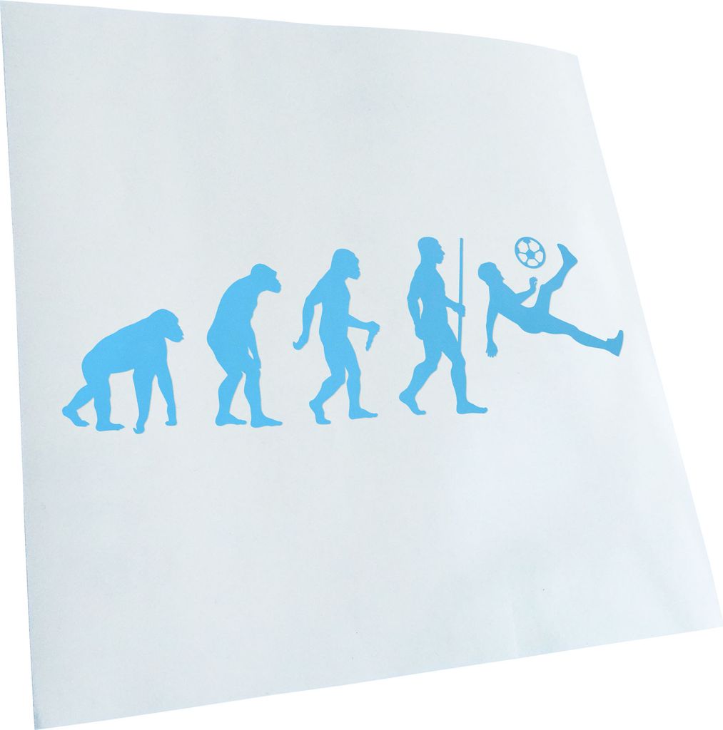 Kiwistar - Autoaufkleber - Evolution Fussballer Spieler - Lichtblau - 40x12cm - Aufkleber für Auto, Laptop, Fahrrad, LKW, Motorrad mehrfarbig JDM ...
