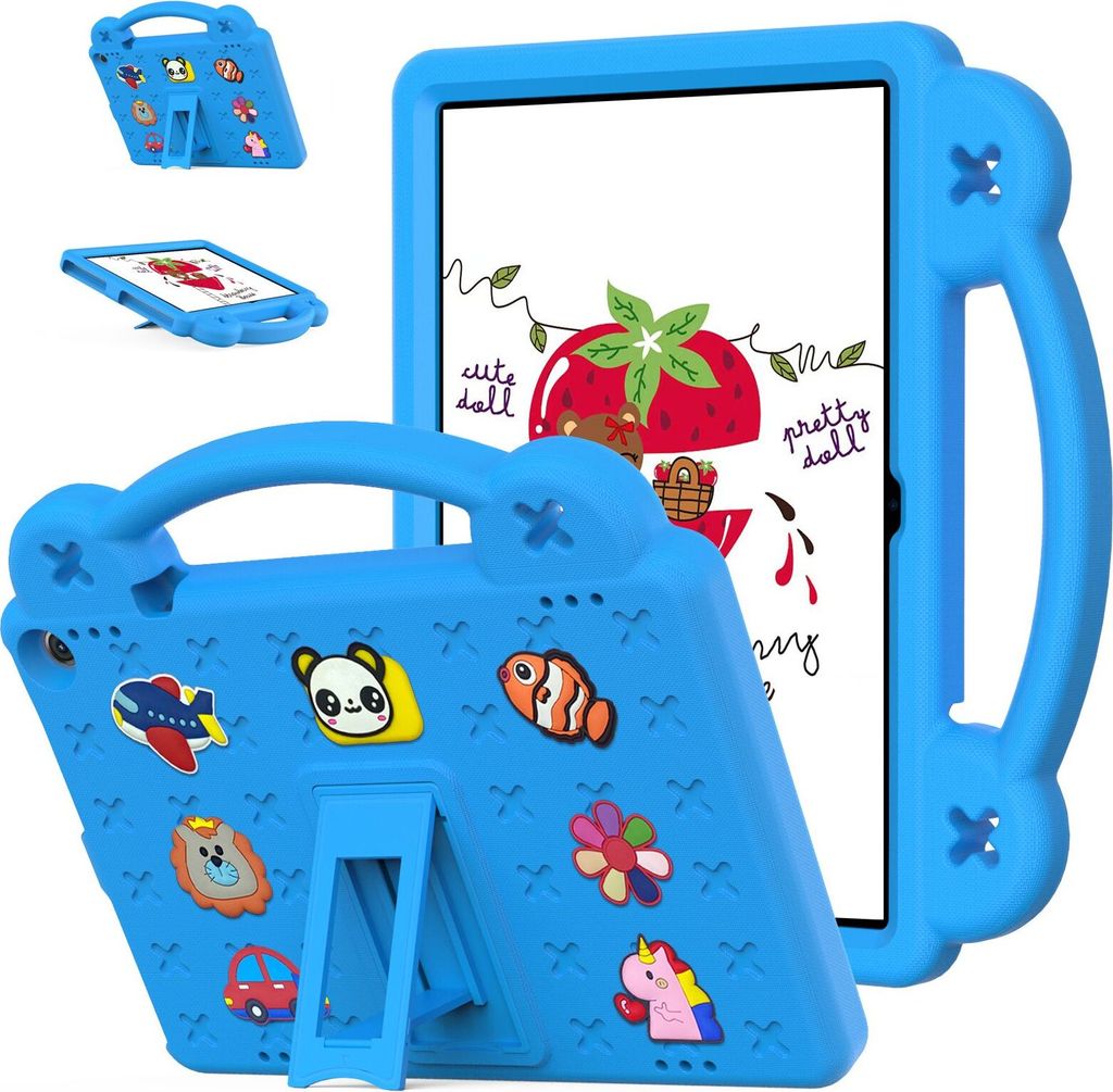 Schutzhülle für Fire HD 10 / HD 10 Plus 2021 10.1" Niedliche Hülle für Kinder, Stoßfest mit Griff und Ständer Blau