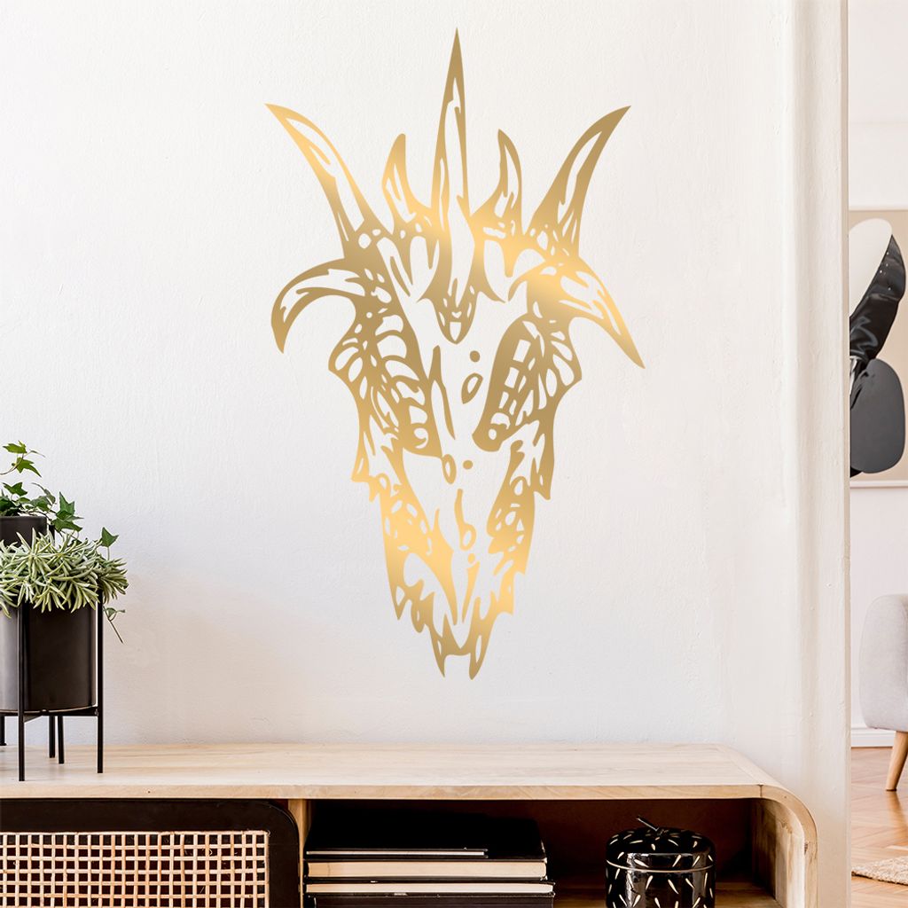 Drachen Schädel Wandtattoo in 6 Größen - Wandaufkleber Wall Sticker - Dekoration, Küche, Wohnzimmer, Schlafzimmer, Badezimmer