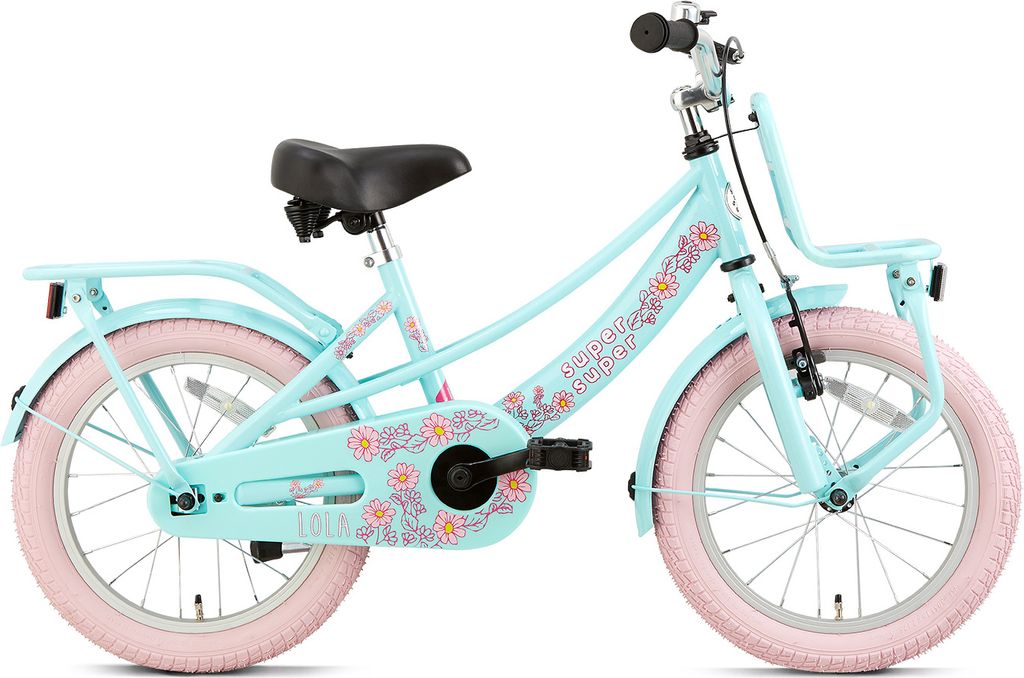 SuperSuper Lola Kinderfahrrad - Mädchen - 16 Zoll - Mint / Pink