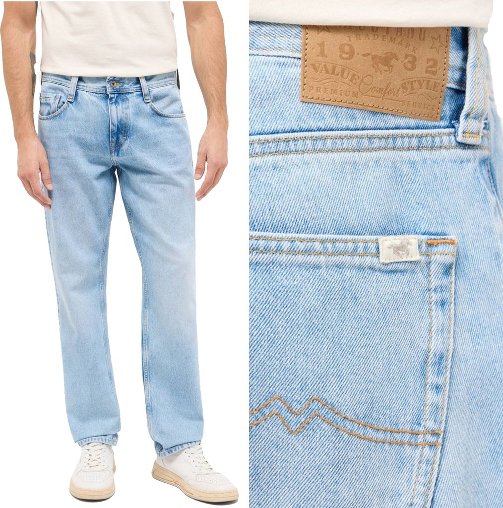 MUSTANG Herren, Jeanshosen, Regular fit DENVER STRAIGHT, W40 L32, Blau, Jeans, baggyjeans, buggy