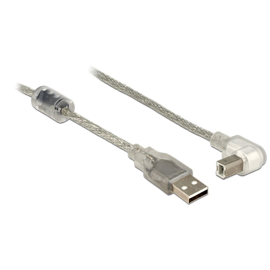DELOCK USB Kabel A -> B 90° St/St 0.50m transparent