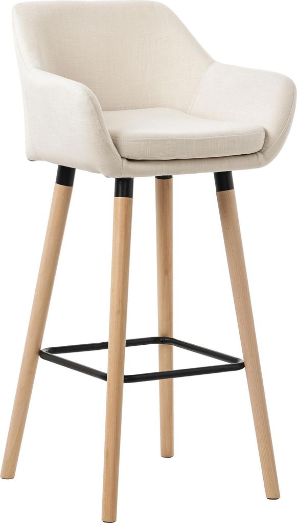 Barhocker MIRID - Stoff Beige 51x50x101 cm | Barstuhl Mit Lehne Tresenhocker Tresenstuhl Kneipenhocker Kneipenstuhl
