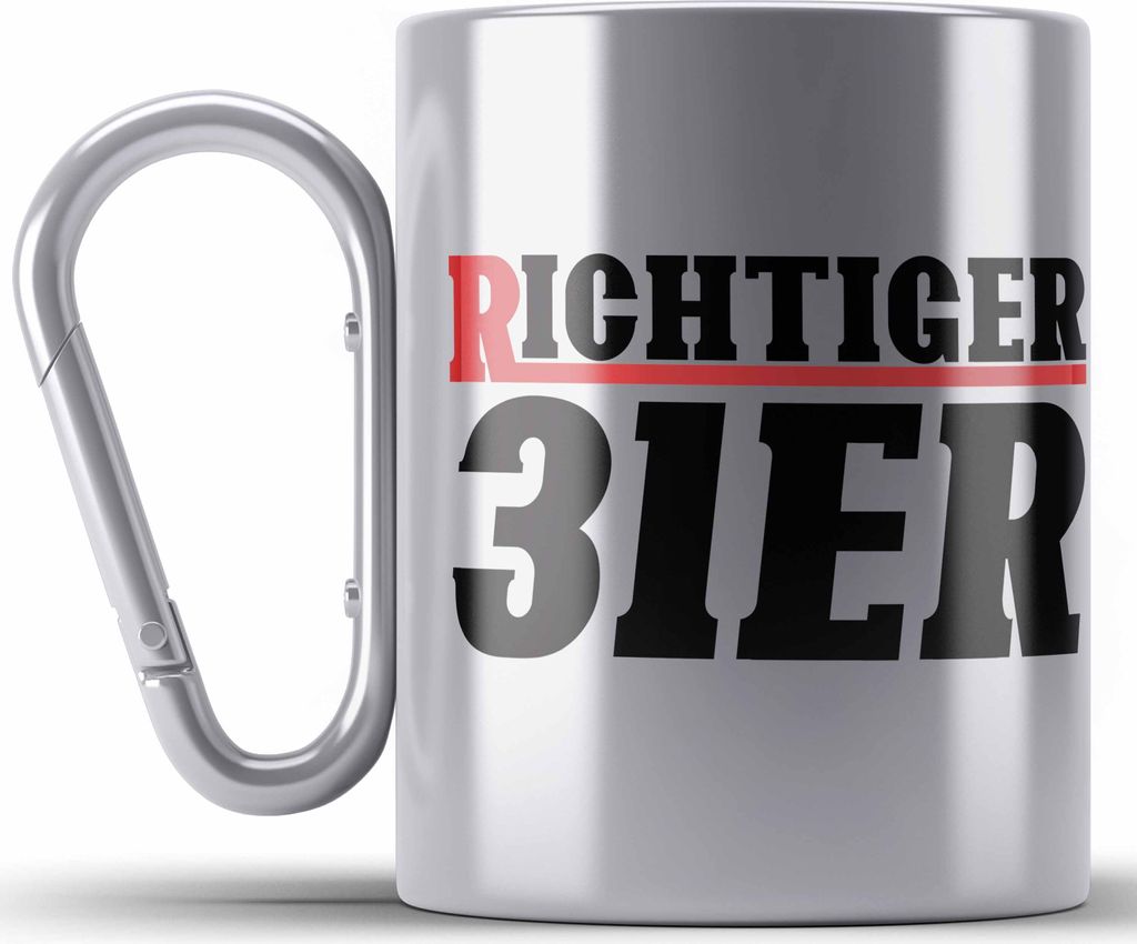 Trendation - Richtiger 31er Edelstahl Tasse Karabiner Geschenk Verräter Verrat Geschenkidee (Silber)