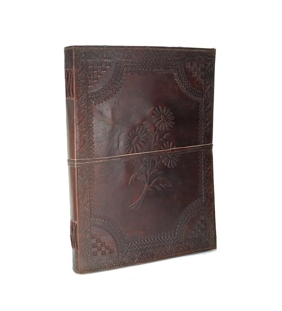 Quaderno Pelle e Cotone ROOGU XXL | Design Vintage India Fatto a Mano