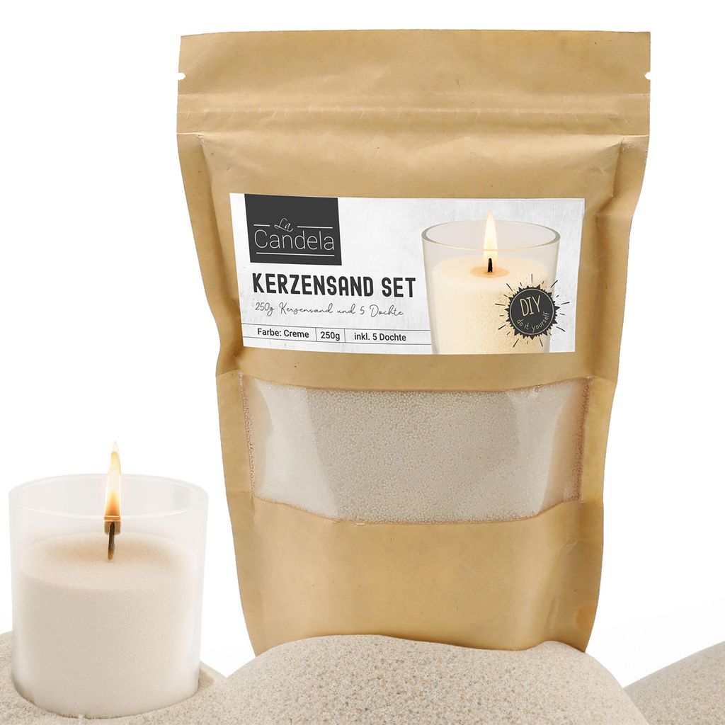 DIY Kerzensand mit 5 Dochten 250gr creme 14x20x14cm Produktbild 
