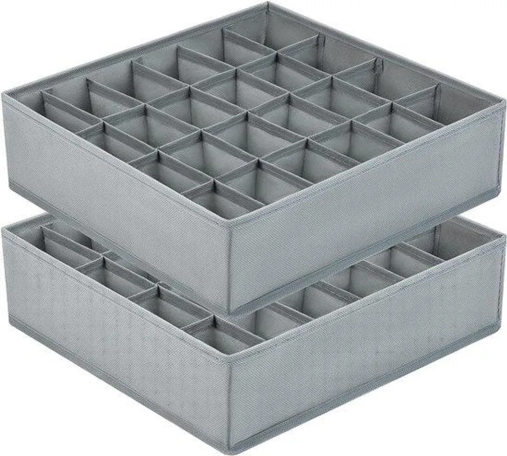 Organisateur de tiroir pour chaussettes et lingerie en tissu gris pliable
