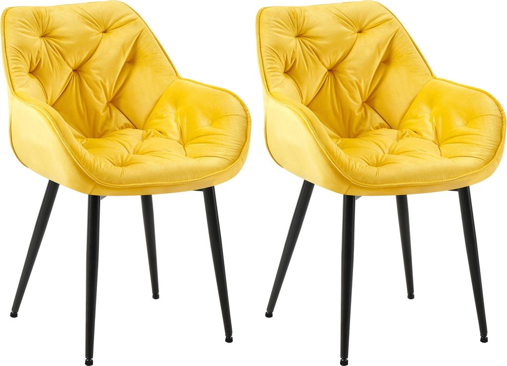 2er Set Stuhl HLO-CP24 Samt gelb