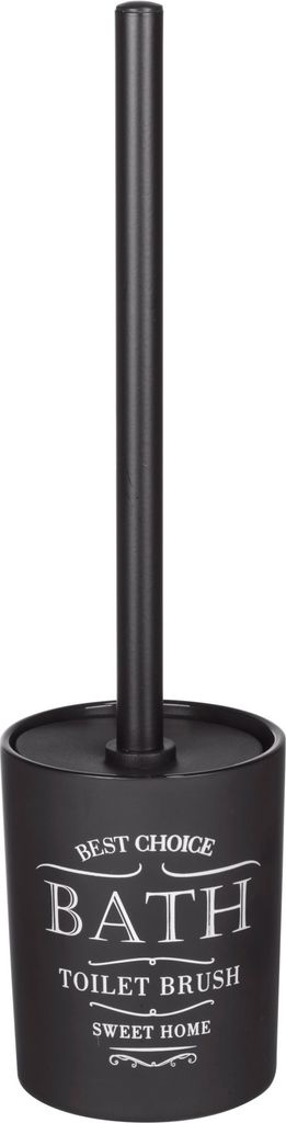 WENKO WC-Garnitur Sweet Home Stehend Glas Schwarz Toilettenbürste WC Badezimmer