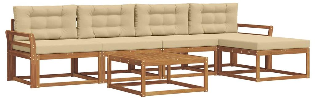 vidaXL Outdoor-Sofagarnitur mit Kissen 6 pcs Natur und Beige