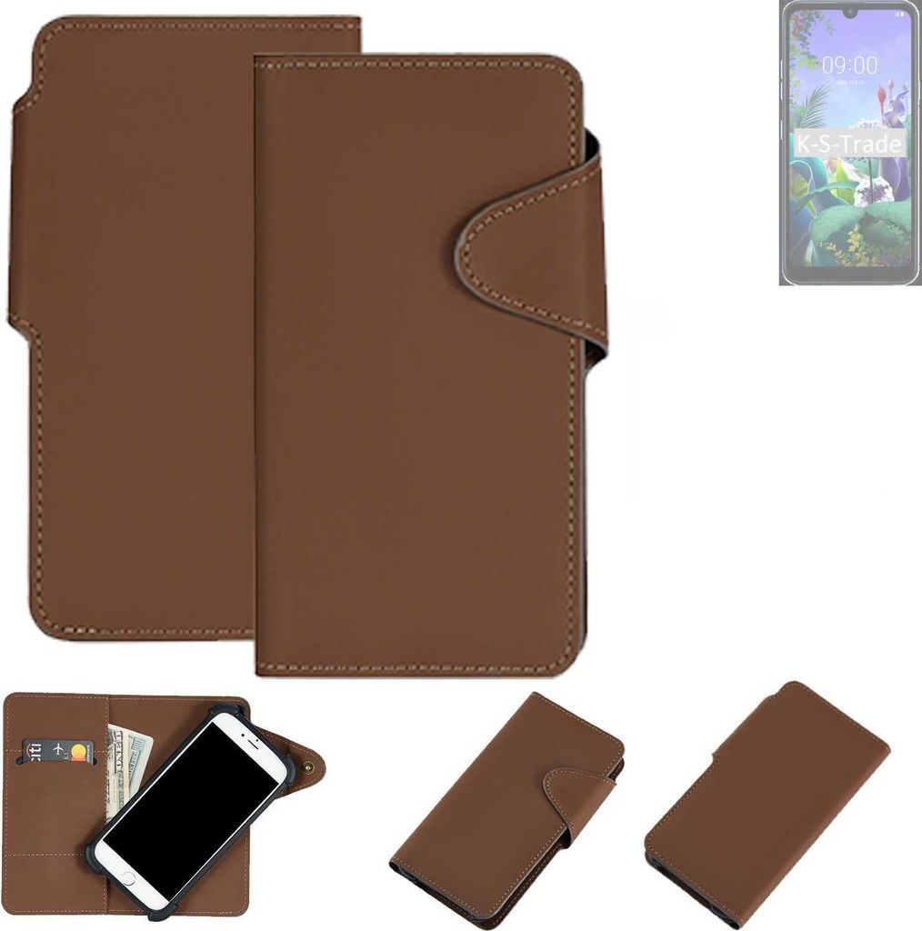K-S-Trade Schutzhülle Klapphülle Kunstleder für LG Electronics Q60 braun Handy Hülle Wallet Case