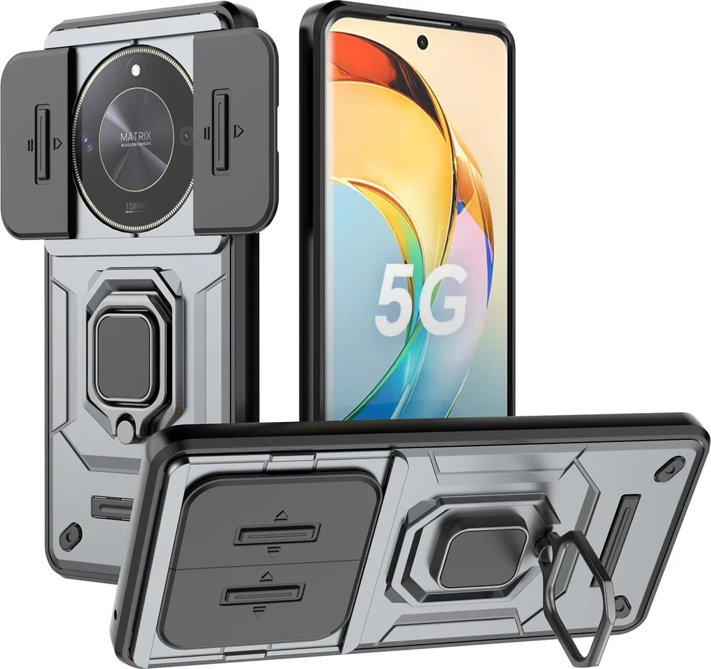 Cover Honor X9B Rugged Grigia: Protezione Obiettivo e Ring Stand