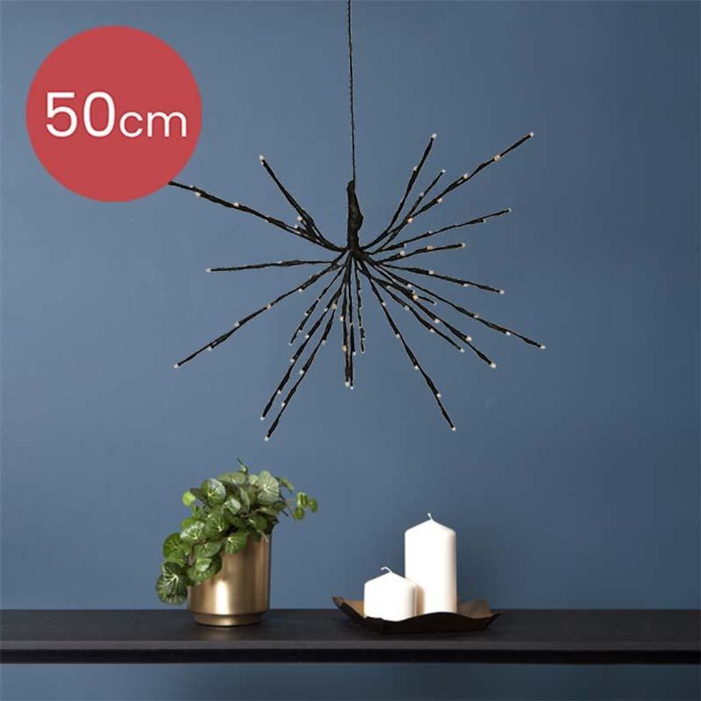 Maststern schwarz mit 96 Mikro-LED-Leuchten - extra warmweiß - Ø 25CM