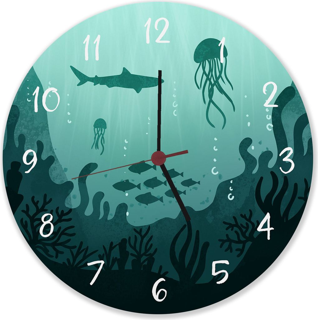 Unterwasserwelt Wanduhr aus Alu