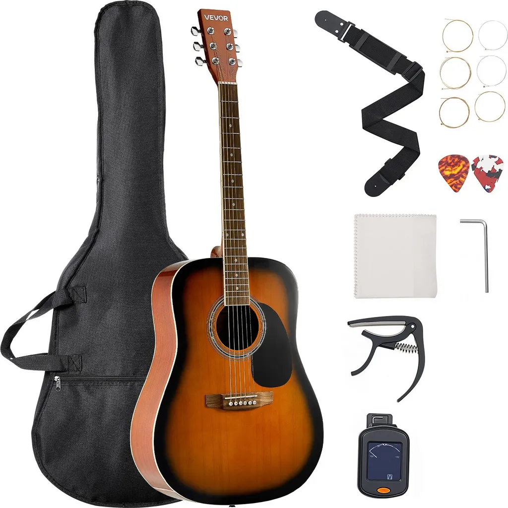 Guitare acoustique en épicéa massif 41 pouces avec touche palissandre