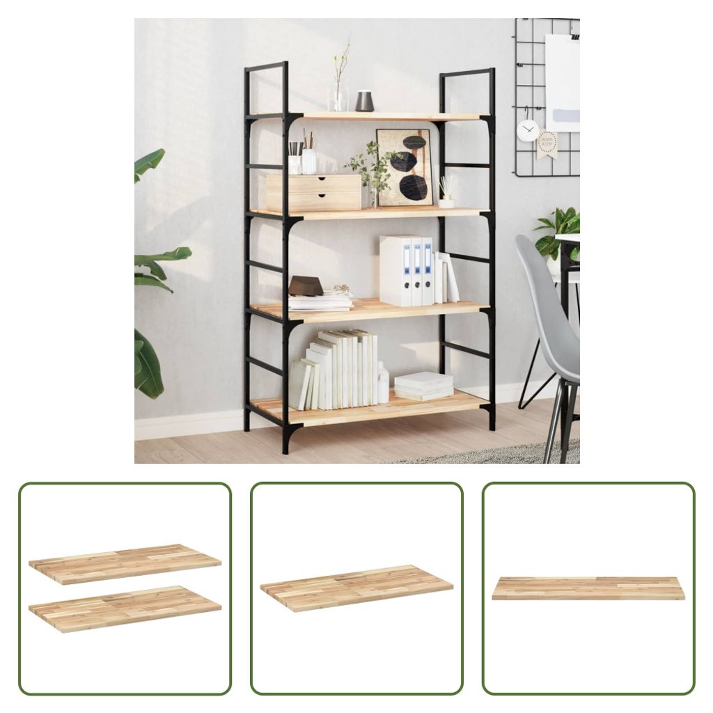 The Living Store Schweberegale 2 Stk. 60x40x2 cm Massivholz Akazie Unbehandelt
