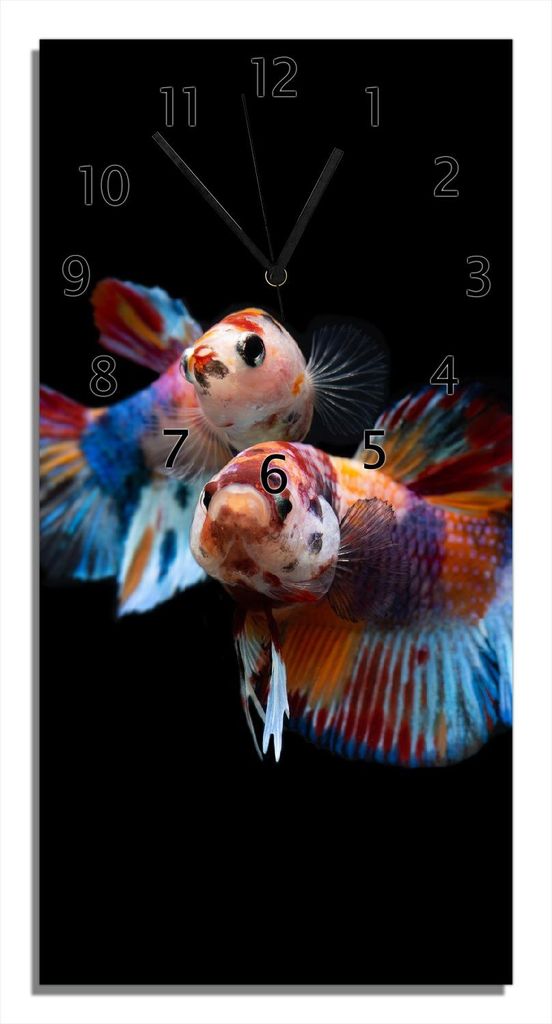 Wallario Design Wanduhr Tanz unter Wasser aus Echtglas, Größe 30 x 60 cm