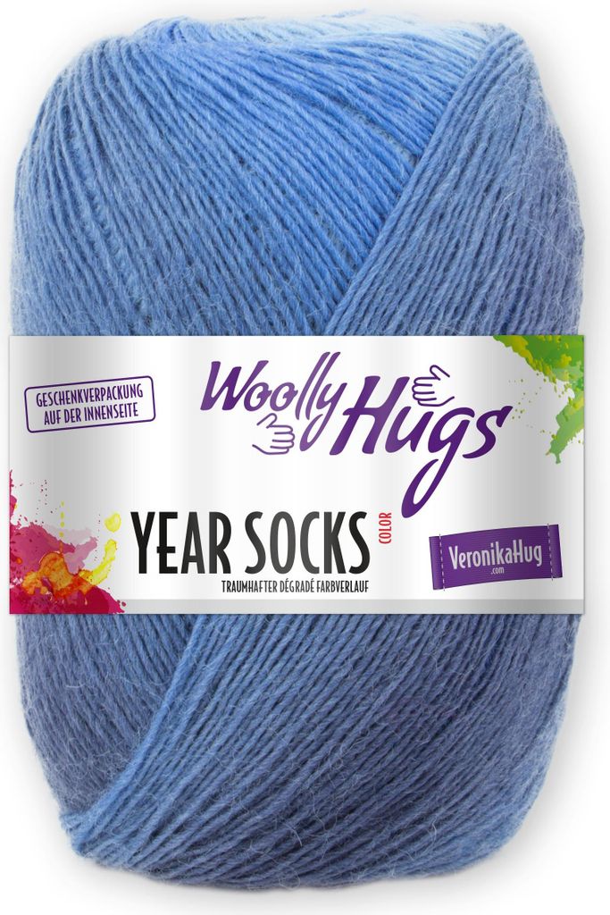 Woolly Hugs Year Socks 100g Sockenwolle/Dochtgarn mit Degradé-Farbverlauf, Perfekt für Double-Face Stricken, Strickgarn für Socken, Schals & Acc...