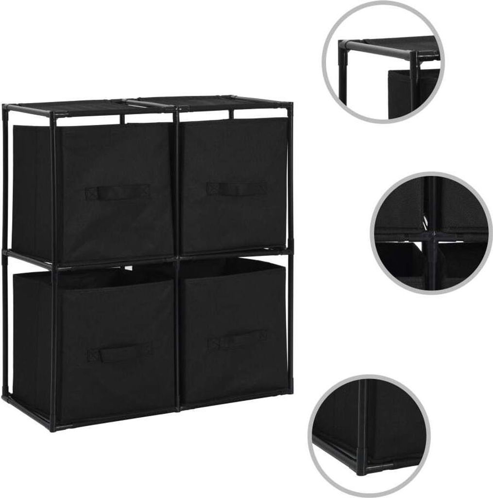 "im  " Lagerschrank mit 4 Stoffkörben Schwarz 63×30×71 cm Produktbild 