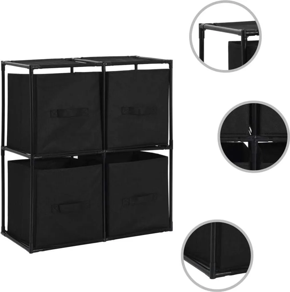 Organisateur gain de place 4 paniers noirs meuble de rangement 63x30x71