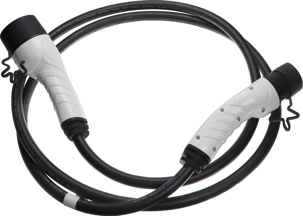 vhbw Ladekabel Typ 2 zu Typ 2 für Elektroauto, 3-phasig, 32 A, 22 kW, 3 m