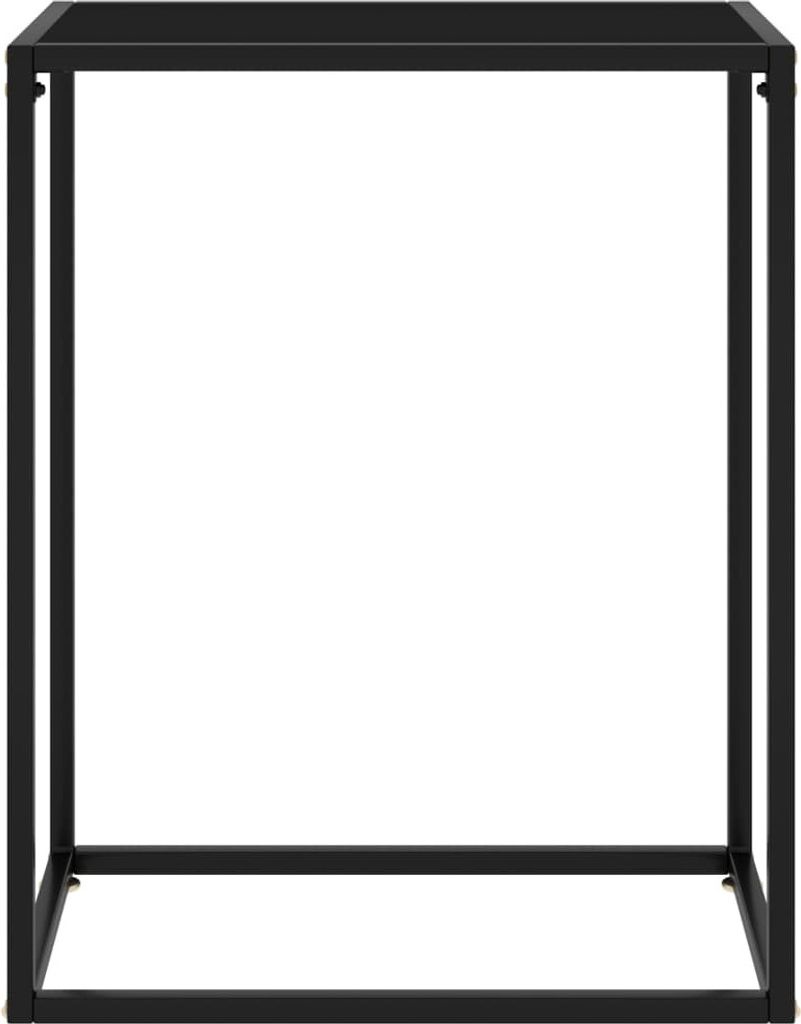 A black metal side table, shown in a studio shot against a white background.