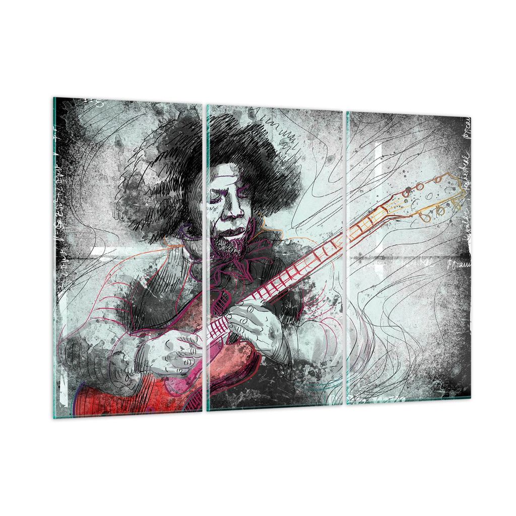 Bilder auf glas - Lied Gitarre Künstler Instrument - 105x70cm - Glasbilder - Wandbilder - Kunstdruck - zum Aufhängen bereit - Wanddekoration aus ...