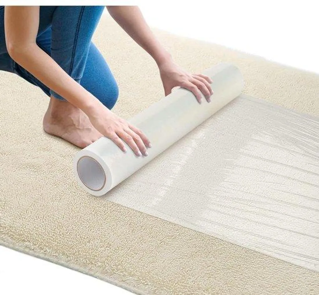 Rouleau de film plastique autocollant 60cm x 100m pour protection sols