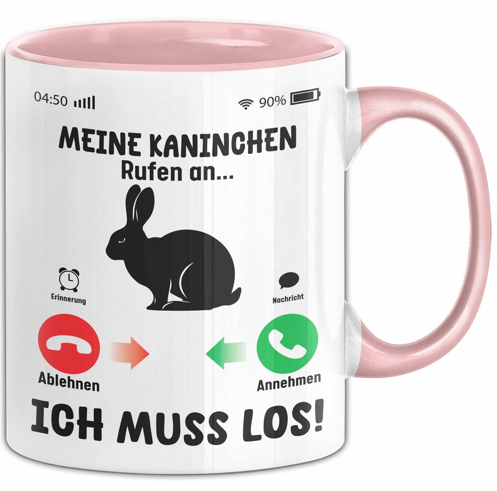 Meine Kaninchen Rufen An... Ich Muss Los Tasse Geschenk Für Kaninchen Liebhaber Geschenkidee Kaffee-Becher (Rosa)