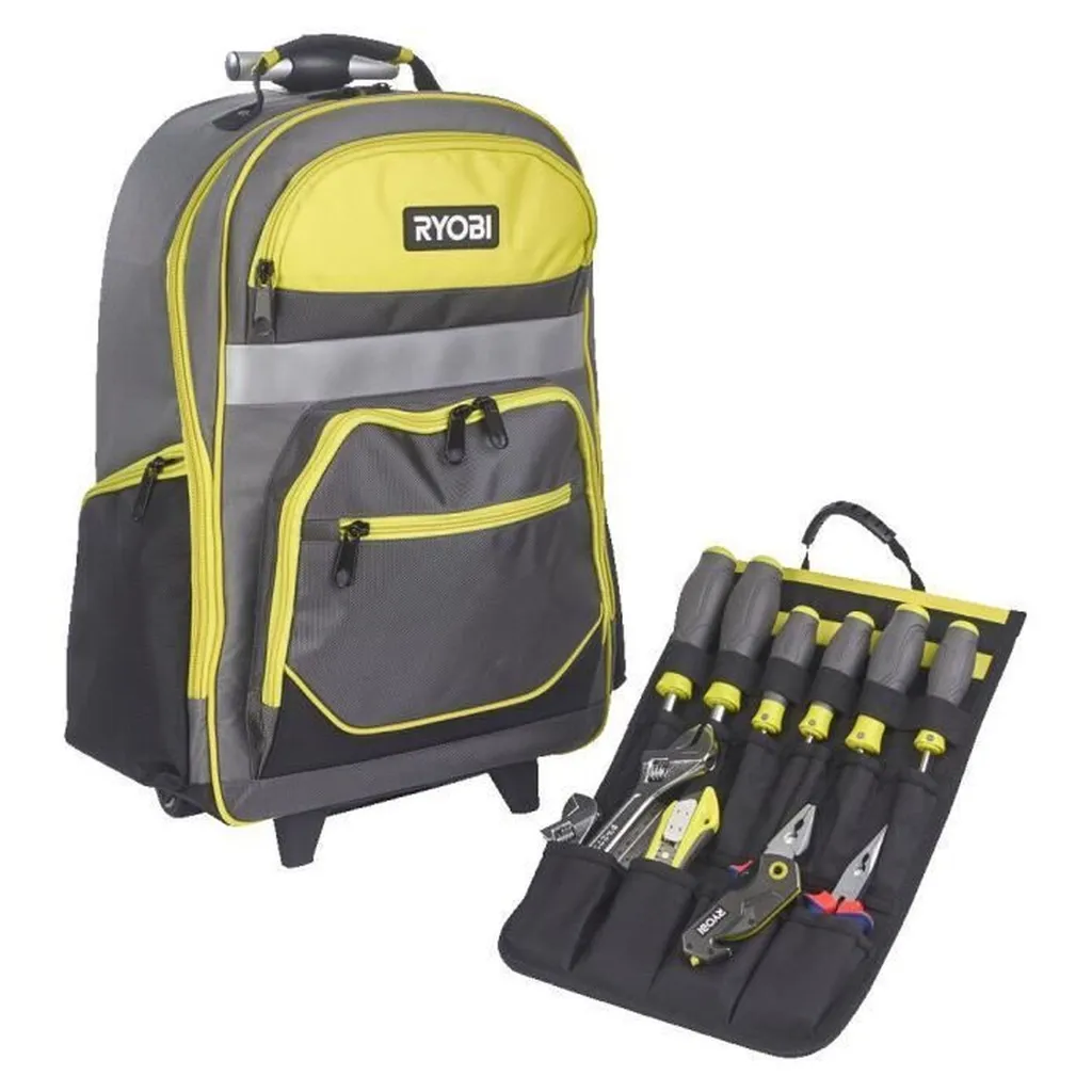 Sac à dos RYOBI à roulettes 32 x 47 cm renforcé avec compartiments multiples - 4