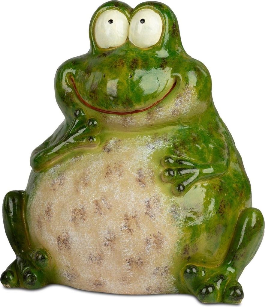 Dekofigur Frosch Cartoon stehend H. 36cm grün creme aus Keramik Formano S26