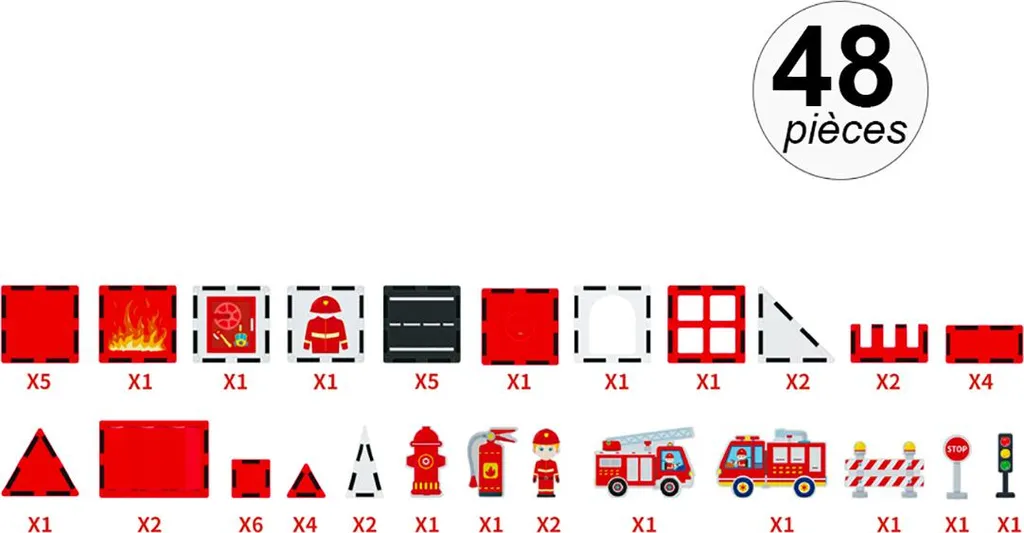 Kit Magnétique de 48 Pièces Robuste Rouge pour Petits Constructeurs - 3