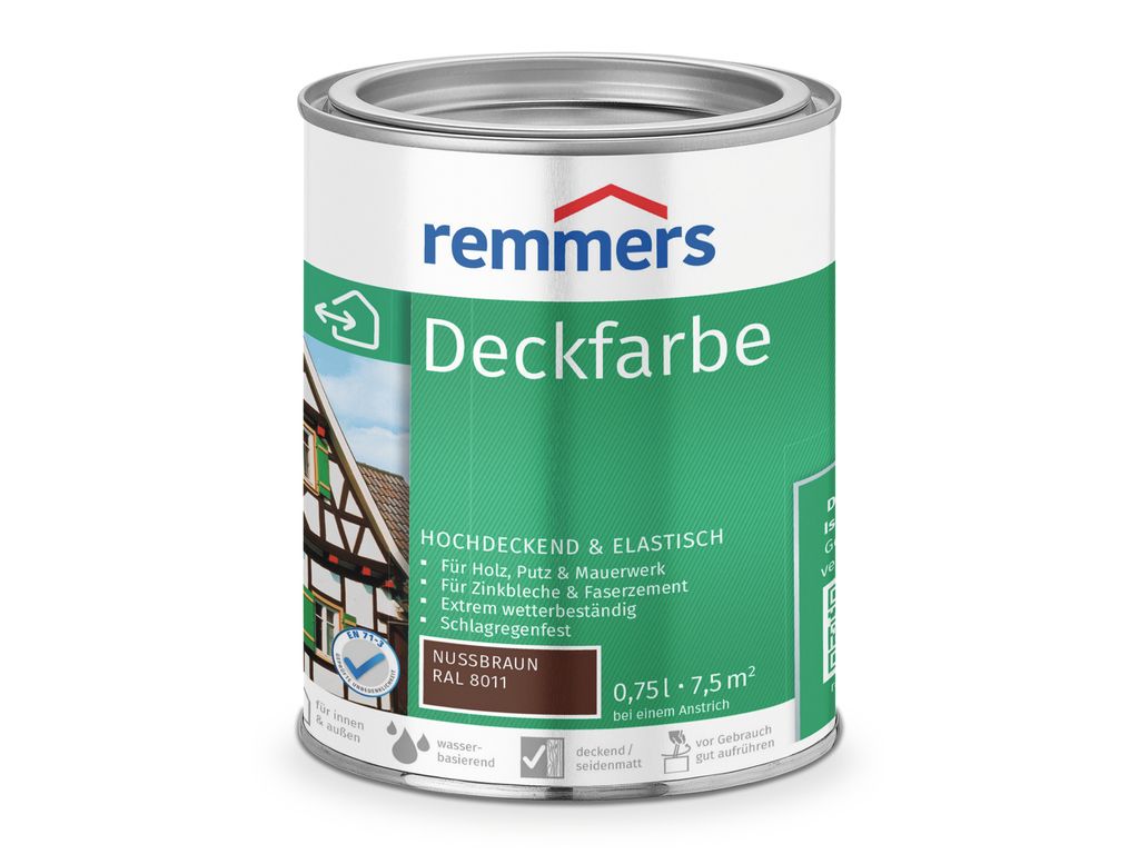 Remmers Deckfarbe Nussbraun 0,75 L Eimer Immagine del prodotto 
