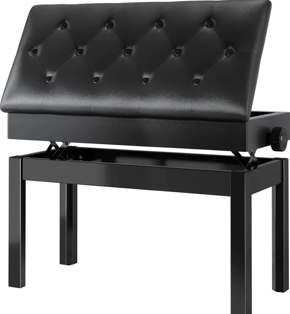 Banc de piano pour duo réglable avec rangement partitions cuir véritable