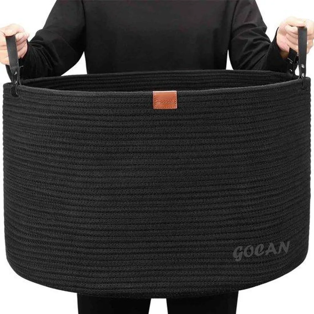 Organisateur de jouets et linge XXXL en coton noir 55x35 cm pour enfant