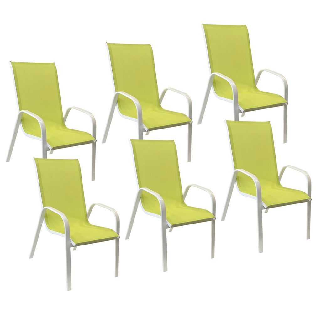 Lot de 6 chaises MARBELLA en textilène vert - aluminium Image du produit 