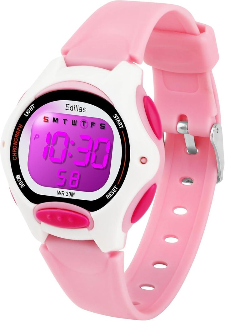 7 Farben Wasserdicht Armbanduhr Digital für Kinder Sport Outdoor Multifunktionale Digitaluhr mit Stoppuhr/Alarm