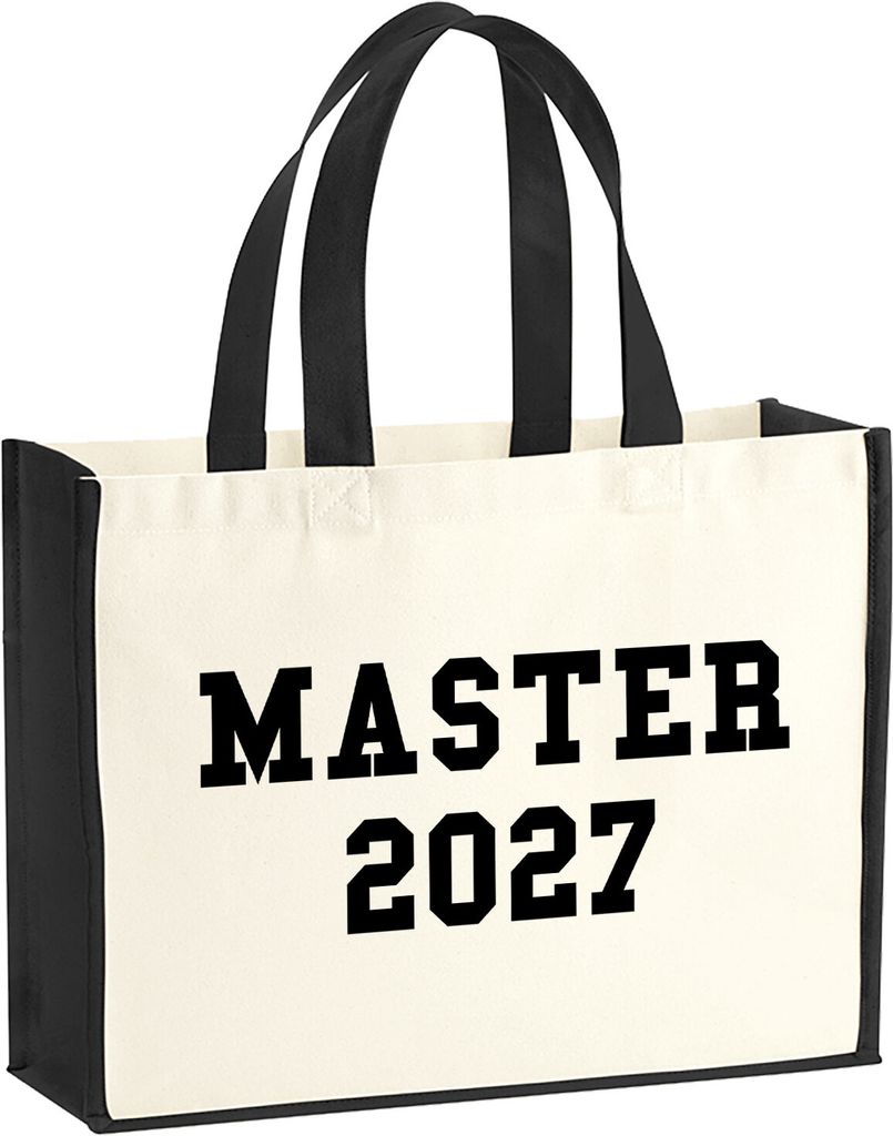 Huuraa Jutetasche Master 2027 Abschluss 21 Liter Black Jute und Baumwolle Einkaufstasche Geschenkidee