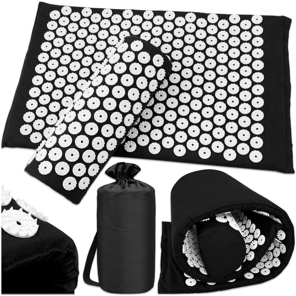KRUMAD Akupressurmatte Set mit Kissen, 60 x 40 cm, inkl. Tasche, für Rücken, Nacken und Entspannung, Stachelmatte, Fakirmatte für Wellness Zuhause
