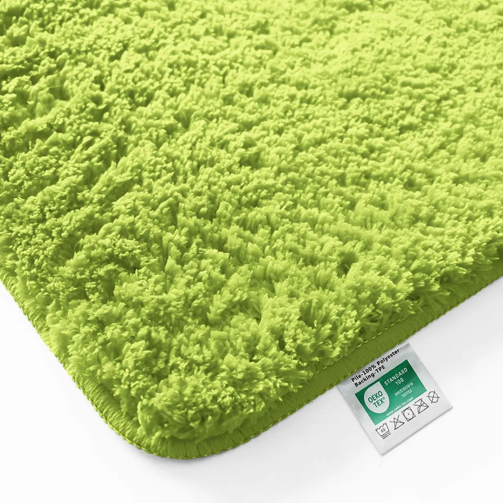 Grand tapis de bain rond 95cm Sky Uni Apple Green moelleux et absorbant