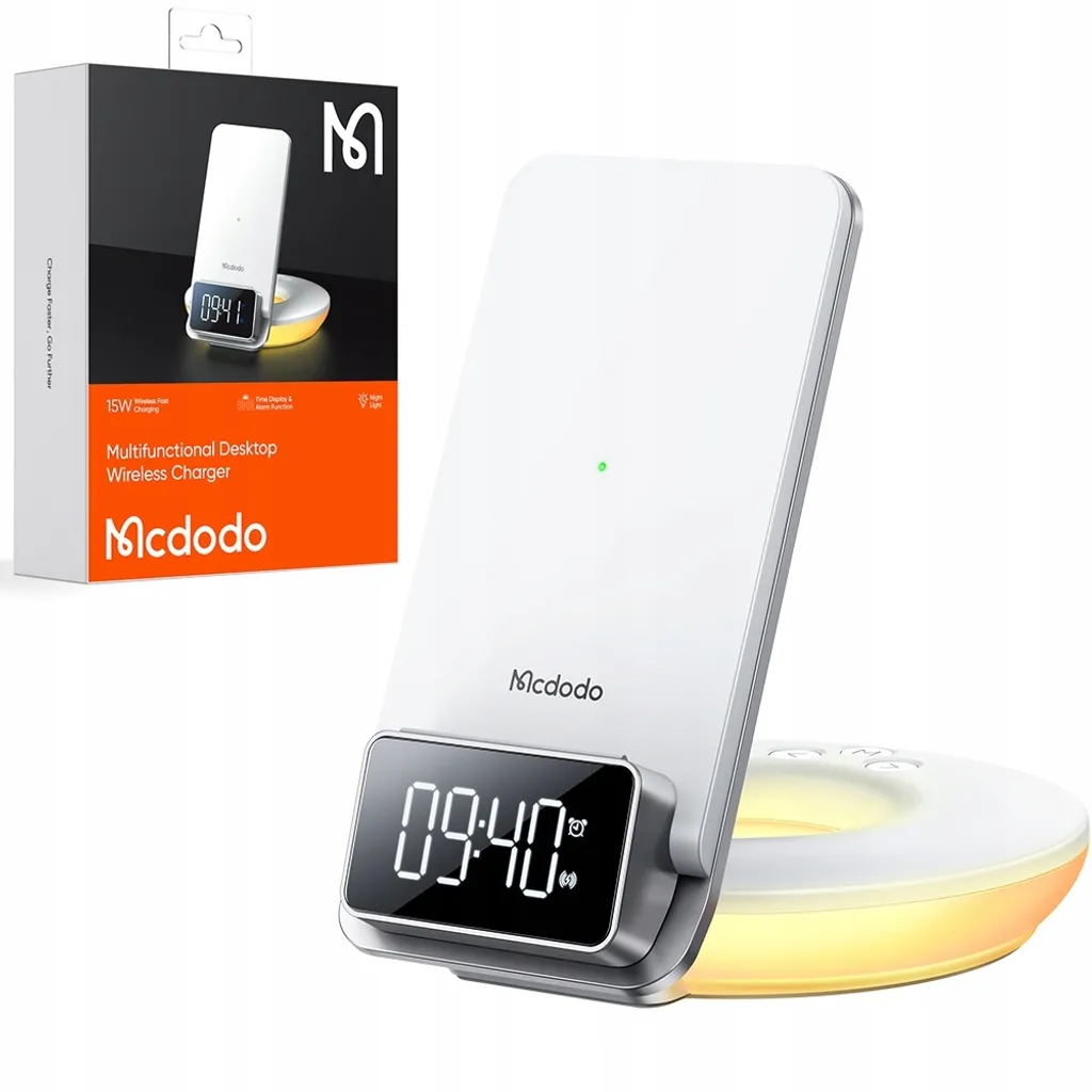 Mcdodo CH-1610 Lampada Sveglia 4-in-1 con Ricarica Rapida Qi 15W
