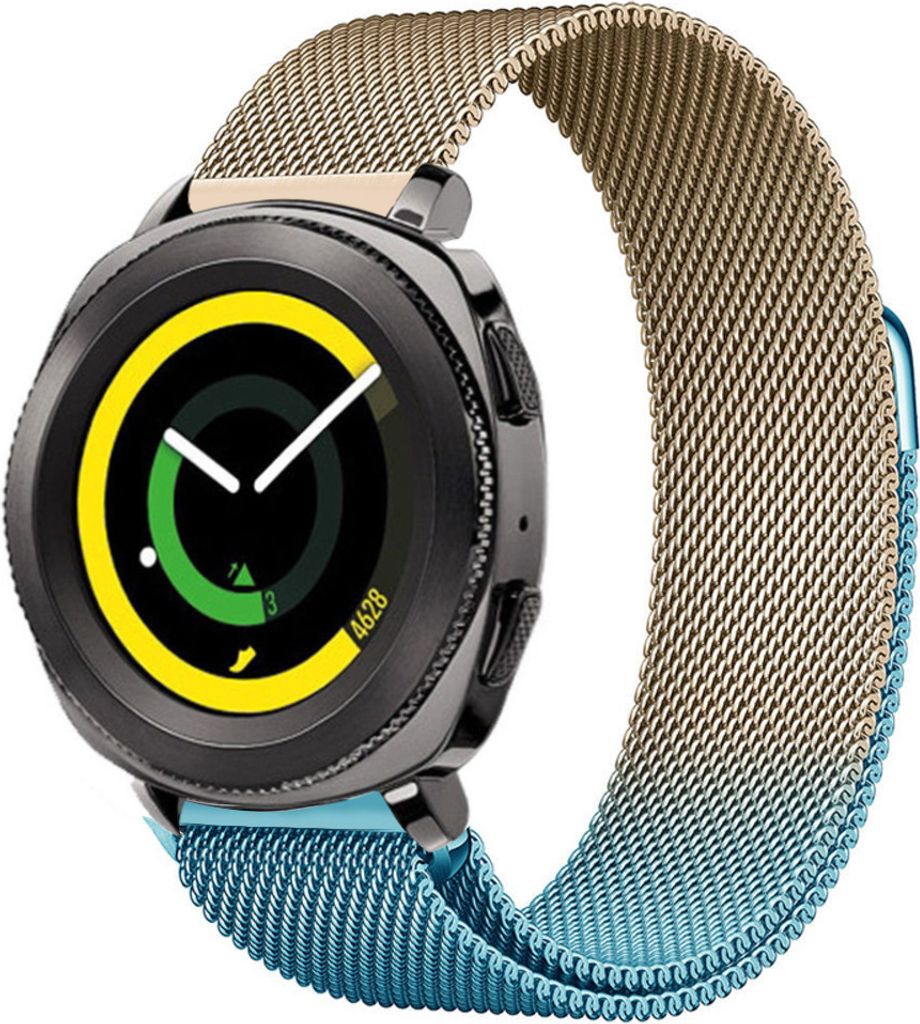 Strap-It Samsung Gear Sport Milanese Armband (Blau/Gold) Produktbild 