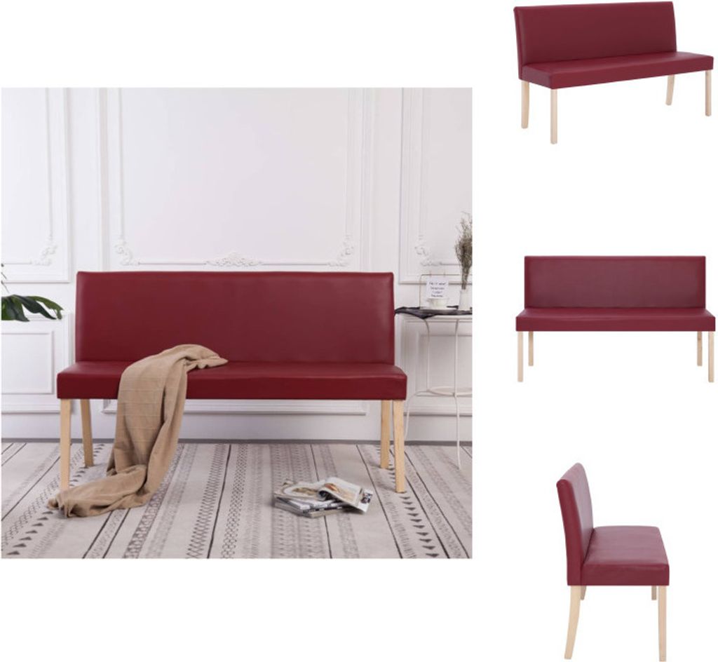 vidaXL Sitzbank 139,5 cm Weinrot Kunstleder - Truhen- & Flurbänke