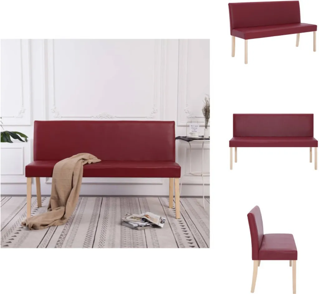 Banc Design 139,5 cm Similicuir Rouge - Assise Rembourrée Confortable