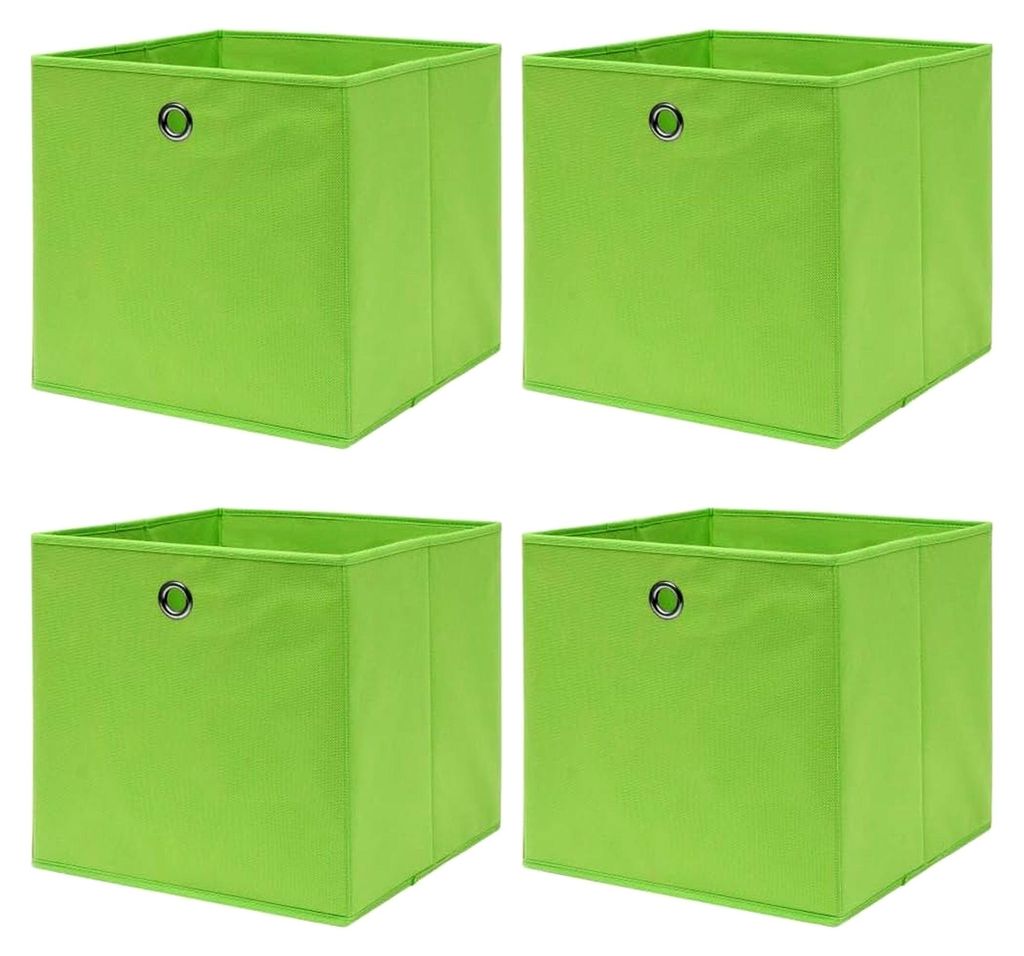 4er Set Faltbare Aufbewahrungsboxen Spielkiste Regalkorb Faltkiste Korb Kinderbox Box Kiste Regalbox Staubox Grün 32×32×32cm Stoff