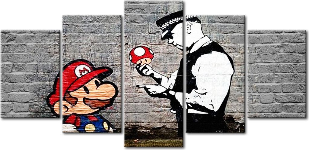Akustikbild Abstrakt Banksy 200x100 cm Bilder Akustikschaum Hochleistungsschallabsorber Schallschutz Leinwand 5 tlg Wandbild Raumakustik Schalldäm...